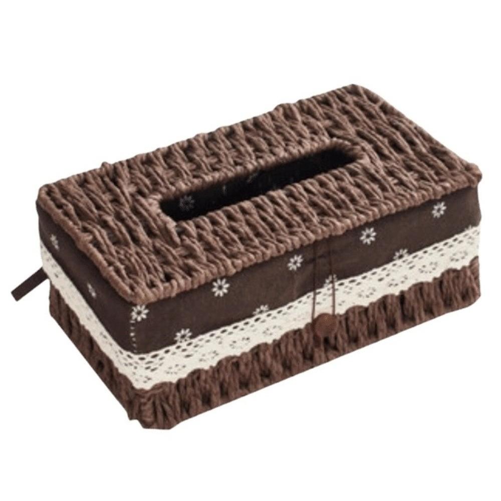 Hand Woven Rattan Woven Tissue Box Japanese Style Napkin Holder Creative Storage Box  Home