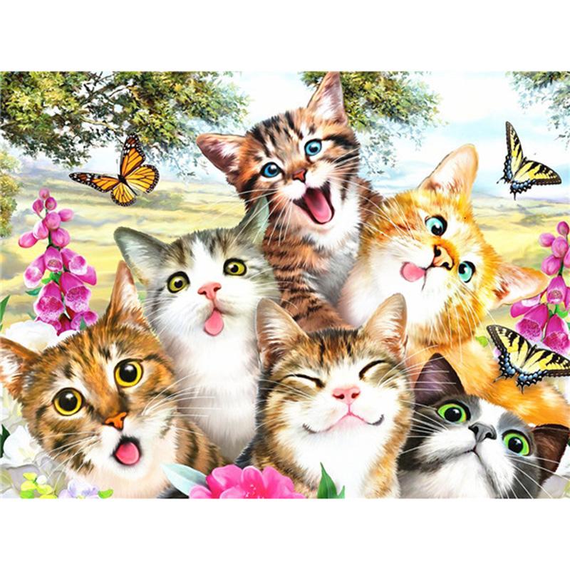 DIY 5D Diamond Painting Full Round Drill Lovely Cat Diamond Art Embroidery Animal Cross Stitch Rhinestone Home Decor Gift