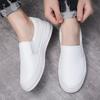 New 2025 Men's Leather Casual Sneakers Spring Summer Fashion Slip-On Black Shoes Soft Sole Comfortable for Everyday Wear White