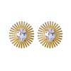 Vintage French-Style Sunflower Zircon Stud Earrings with Brass and S925 Silver Pins