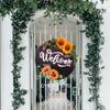 Sunflower Welcome Cheerful Circular Door Sign For Cozy Fall Atmosphere Home