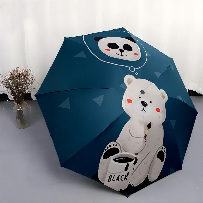 1pc Panda Bear Auto Open/close, All-Season Portable Folding Cute Umbrella for Women & Men, Travel, Everyday, Formal Events - 166