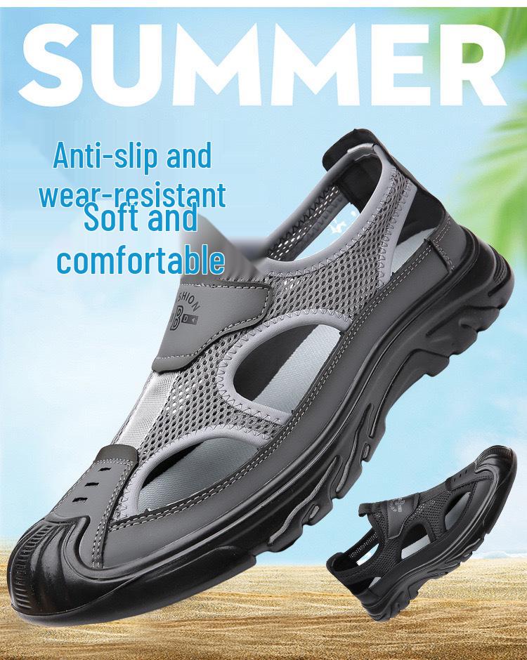 Herren Atmungsaktive Zehensandalen: Leichte, rutschfeste Mesh-Outdoor-Freizeitschuhe für Frühling & Herbst