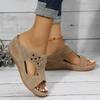 New Summer Slope Heel Sandals Large Size 4 Thick Bottom Flower Casual Beach Slippers Women