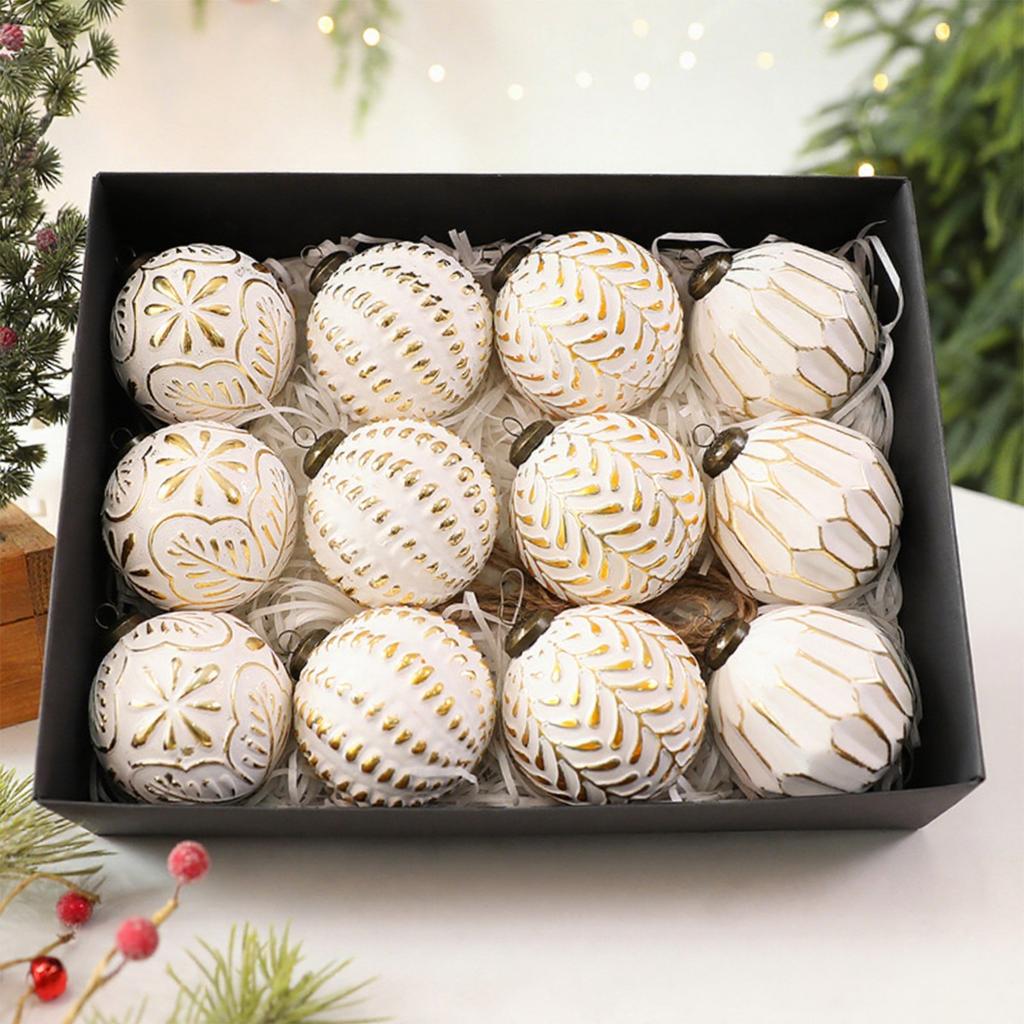 8cm Antique Christmas Ball Pendant, Retro Scratch-Off Christmas Tree Decoration, Christmas Ornaments