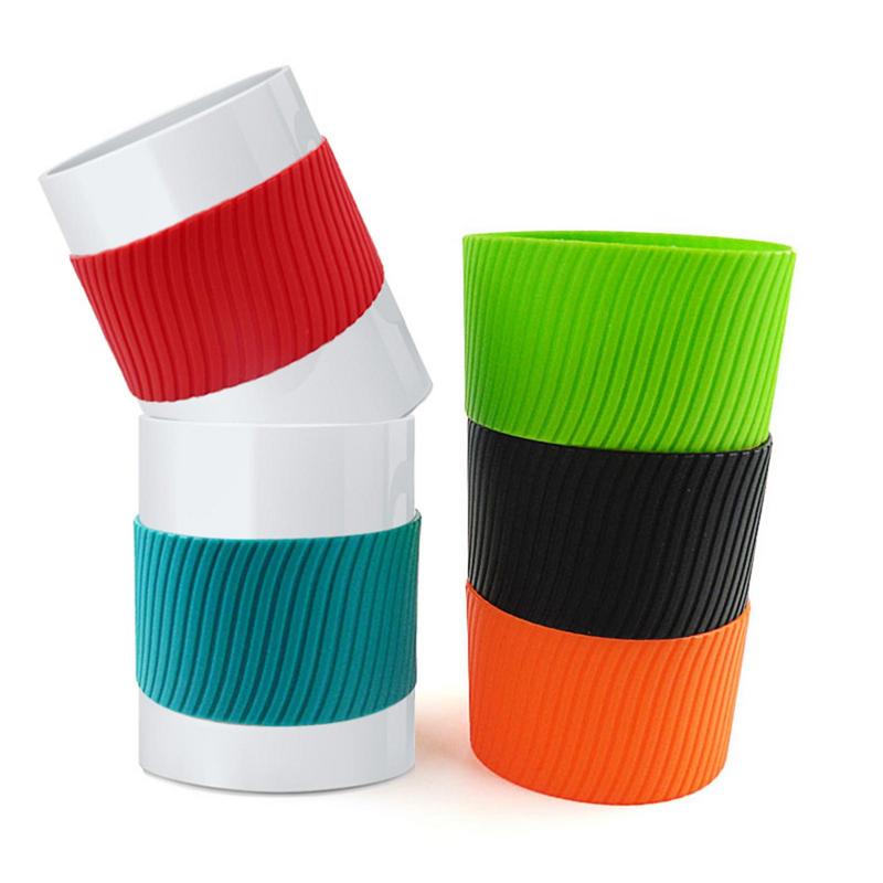 Manicotto per Tazza in Silicone Riutilizzabile Antiscivolo Isolamento Termico Colorato Copritazza per Caffè Freddo Caldo Bottiglia d'Acqua Tazze Accessorio