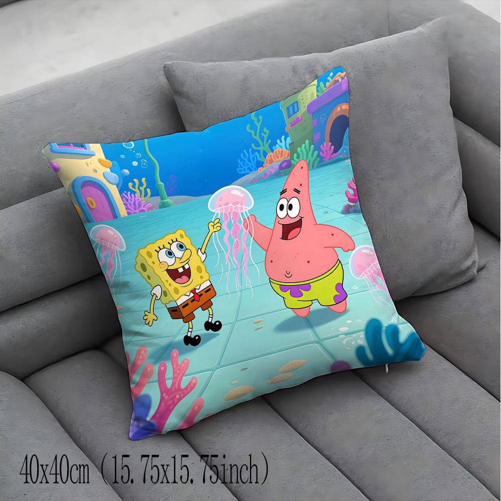 Cushion Covers For Bed Pillows Kawaii Spongebobs Decorative Pillowcases Home And Decoration 45X45 Cushions Cover Fall Decor Sofa