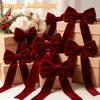 12 Pièces de Nœuds Bordeaux, Magnifiques Nœuds en Velours, Nœuds de Décoration pour Sapin de Noël, Convient Pour la Décoration de Noël, la Décoration du Nouvel An, les Mariages