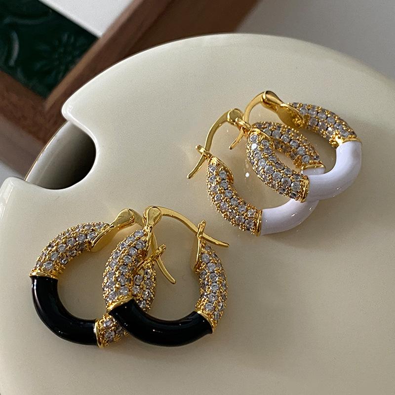 Letter,, Style, Atmosphere, High-End Ear Buckles, Fashion, Light Luxury, Exquisite Temperament, Enamel Drop Glaze