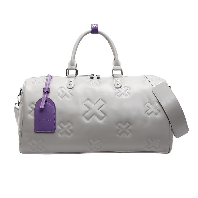 Fashionable PU Embossed Women's Handheld Travel Bag - Large Capacity Carry-on with Wet/Dry Separation for Business and Fitness.