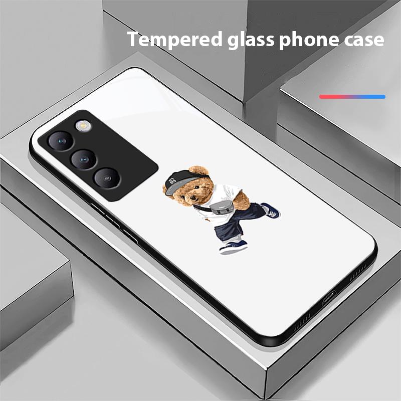 Rucksack Bär Für Y72 33S 11 03 36 96 Lite 35 16 Iqoo 12 V40 SE 5G 29 40 21 30 X80 Pro Vivo Gehärtetes Glas Handyhülle Schwarz