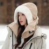 Autumn and Winter Headgear Female Cycling Warm Electric Vehicle Windproof Mask Integrated Fleece Ear Protector Pullover Cap