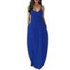 2022 European Summer Plus Size Women's Solid Color Deep V Spaghetti Strap Long Dress