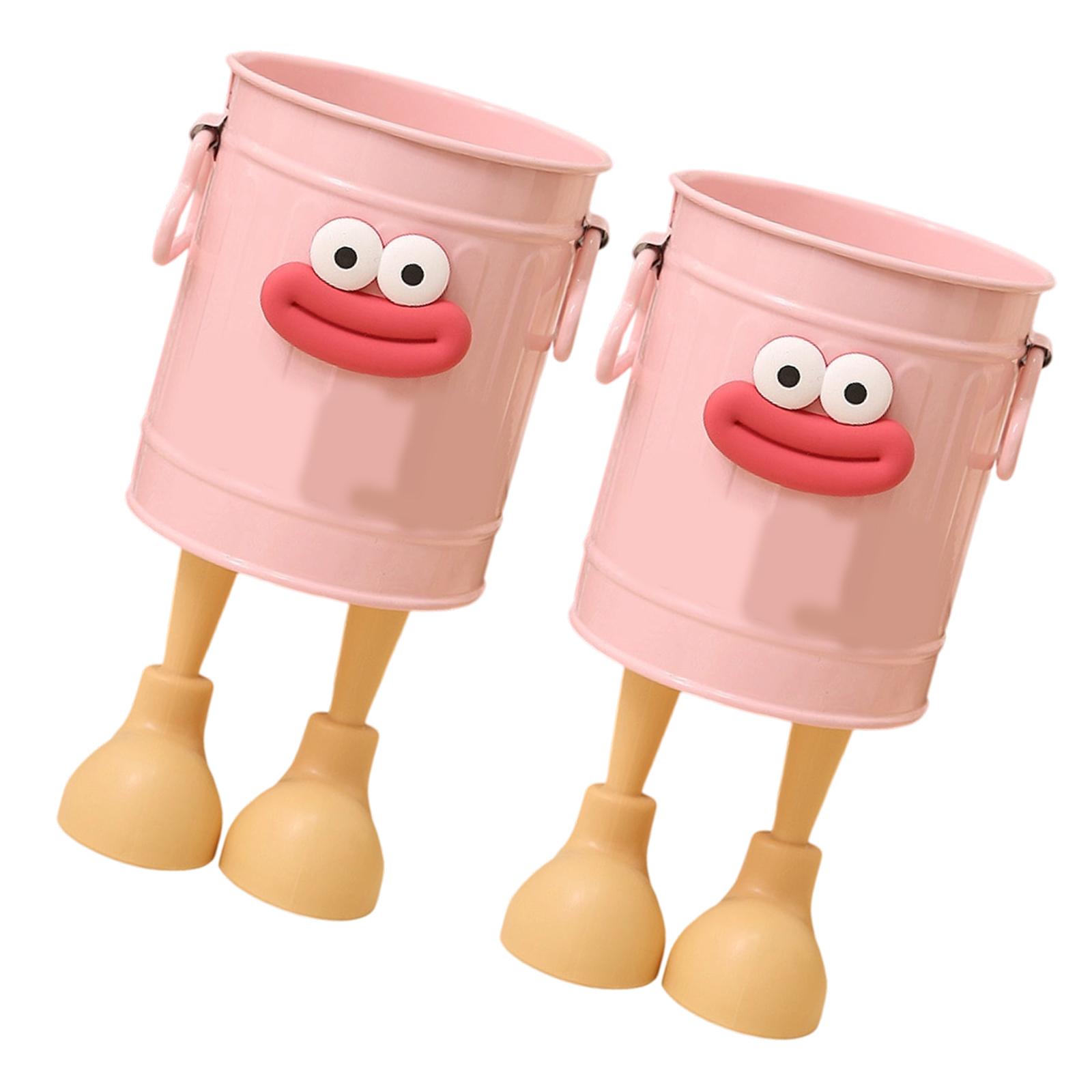 

2Pcs Cartoon Pen Stand Multifunctional Desk Organiser Decorative Pencil Cup Pen Storage Container For Office Home рожевий