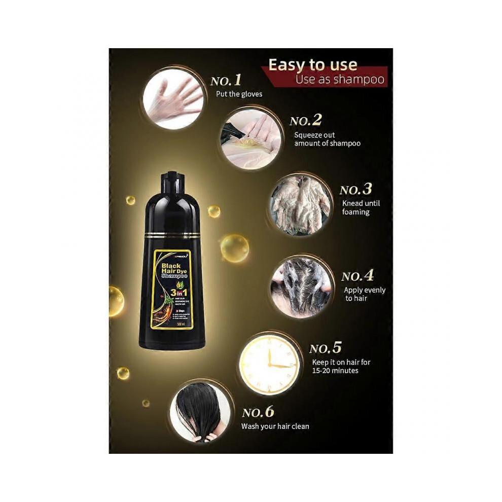 (Nero) Shampoo Tinta per Capelli Shampoo Colorante per Capelli Colora i Capelli in Minuti Lunga Durata 500ml