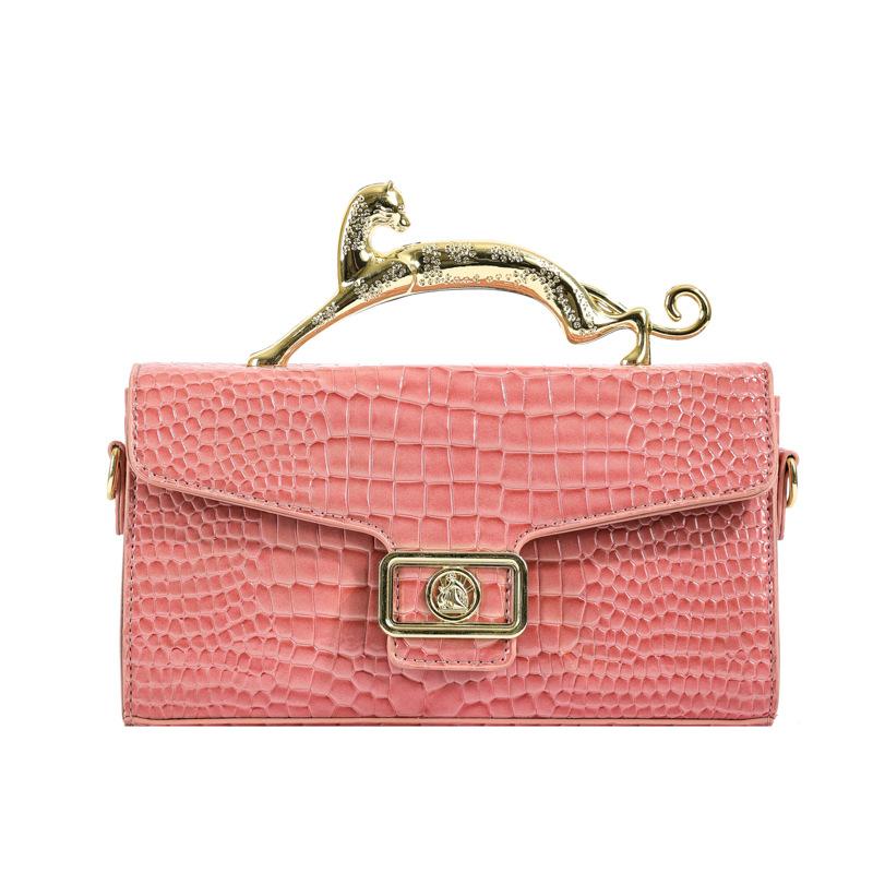 Luxury Patent Leather Crocodile Stone Pattern Ladies Shoulder Bag Retro Hardware Fashion Handbag Leopard Metal