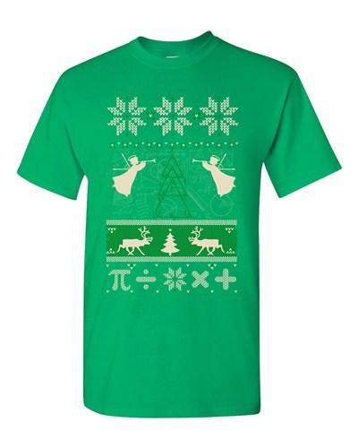 Math Mathematics Angels Deer Ugly Christmas Holiday Funny Adult DT T-Shirt Tee Unisex T-Shirt XL
