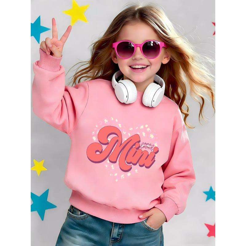 Cute Print Pattern 0-3 Years Old Girls' Spring Thin Round Neck Sweatshirt Comfortable Fashionable Outdoor Outfit Choice