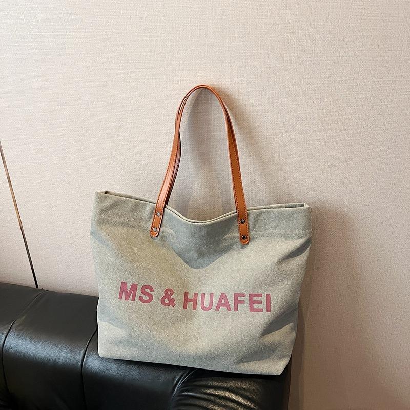 

College students spring and summer canvas bag large capacity strong shoulder bag new simple casual tote bag