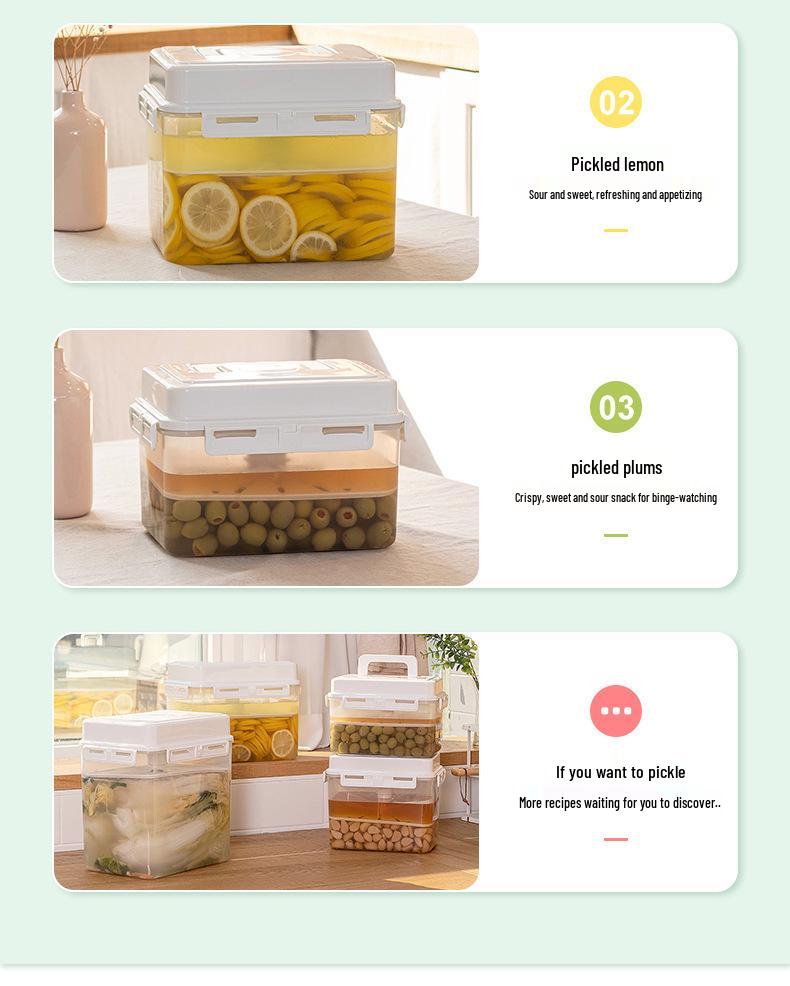 Transparent Korean Kimchi Pickling Crock with Inner Press-Seal Lid