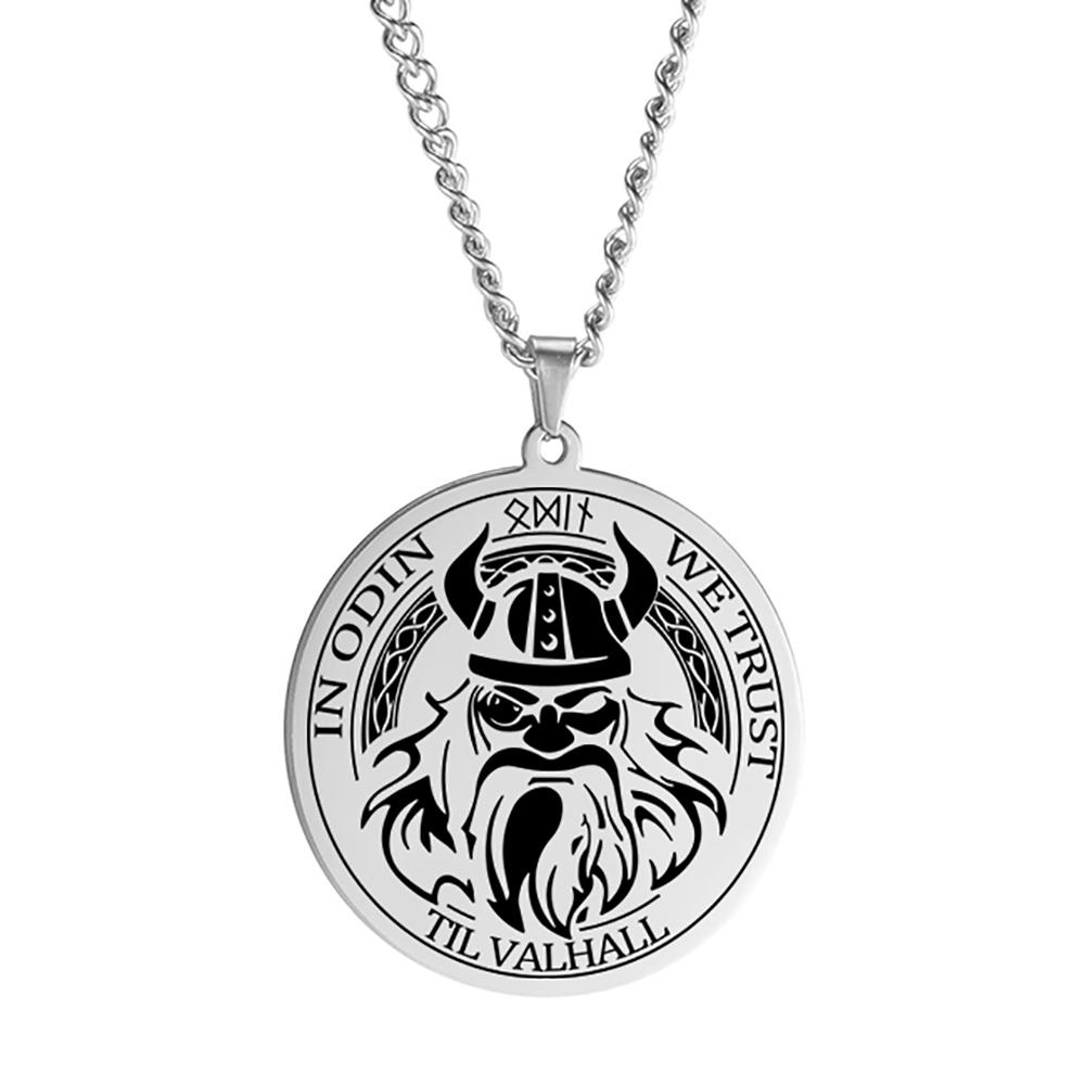Viking Axe Helmet Pendant Tomahawk Necklace Odin Raven Slavic Amulet Norse Warrior Mythology Stainless Steel Jewelry