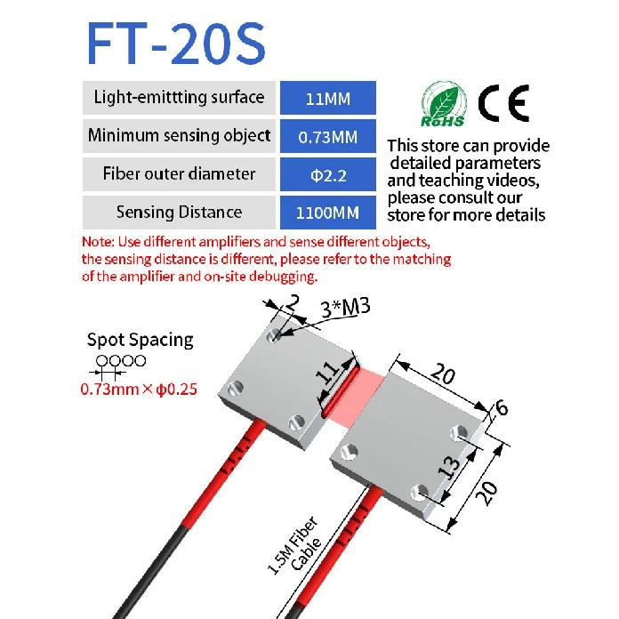 GTRIC Banner Array Fiber Optic Sensor Through-beam Probe Amplifier 12-24V DC Matrix Optical Photoelectric Switch Sensor