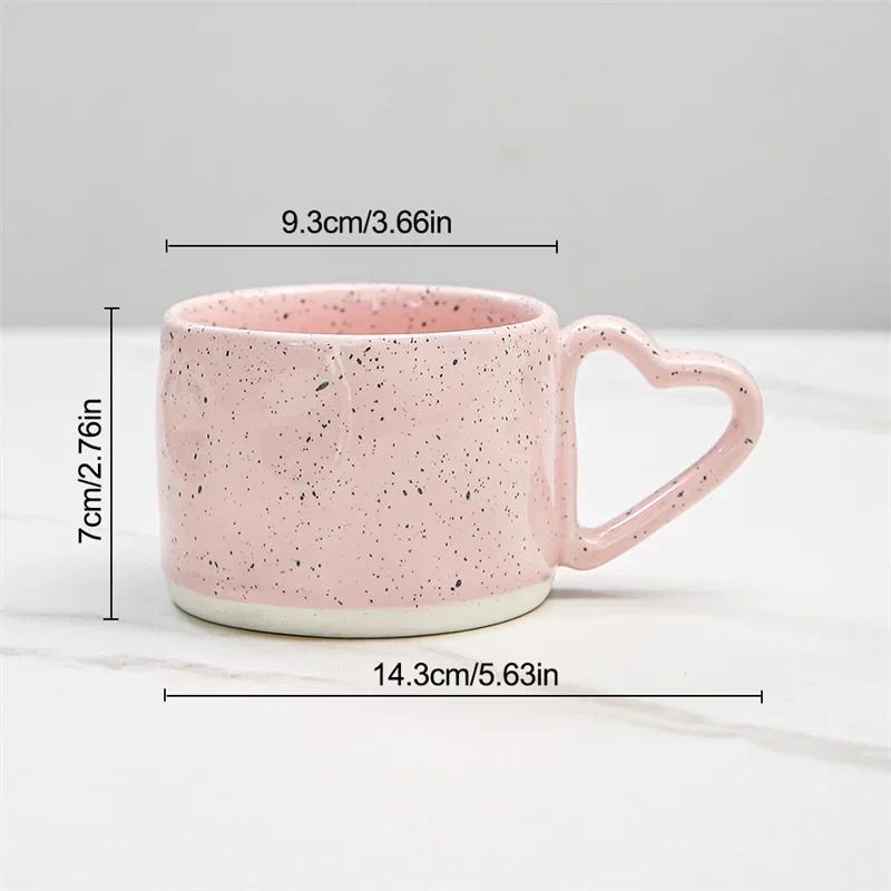 300ml Ins Style Ceramics Mug Breakfast Milk Oatmeal Cup Love Heart Shape Handle Coffee Cup Water Cups Valentine's Day Gifts