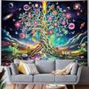 Ameyahud Blacklight Tree of Life Tapestry UV Reactive Neon Tree Tapestry Galaxy Space Tapestries Flower Floral Aesthetic Tapestries Fantasy Forest