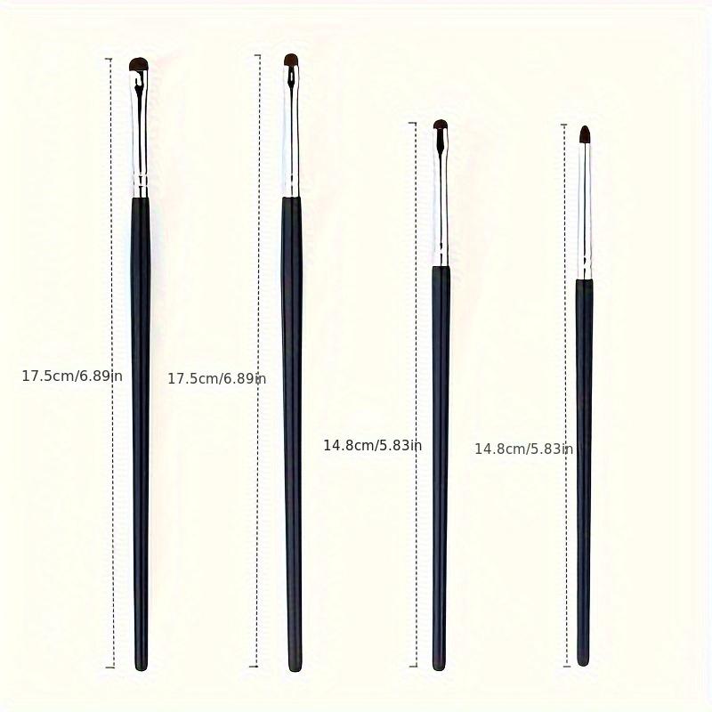4pcs Eye Makeup Brushes Set with Horsehair Bristles for Eye Contouring - Perfect For Applying Eyeshadow, Eyeliner, And Eyebrow