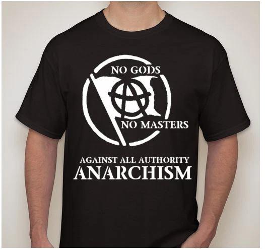 NO GODS NO MASTERS Slave  Atheist AGAINST AUTHORITY anarchy symbol T shirt XL
