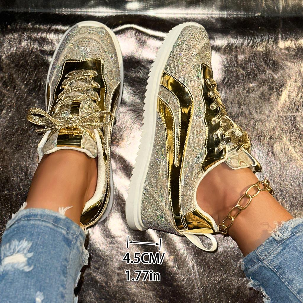 2025 New Summer Women Sneakers Breathable Casual Sporty Women Single Shoes Thick Bottom Leisure Water Diamond Sneakers Women