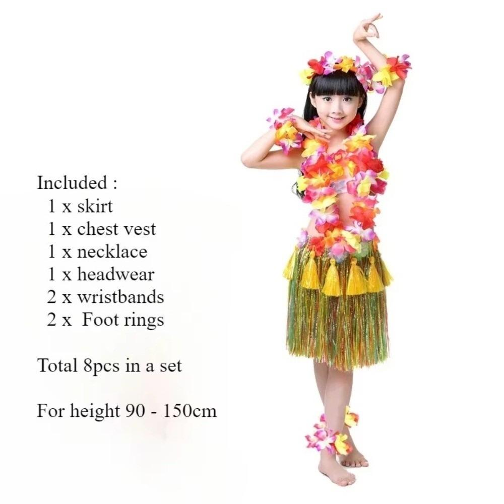 7/8Pcs Costume Hawaiian Costumes Wristbands Hula Dancer Costume  Hawaii Party Supplies