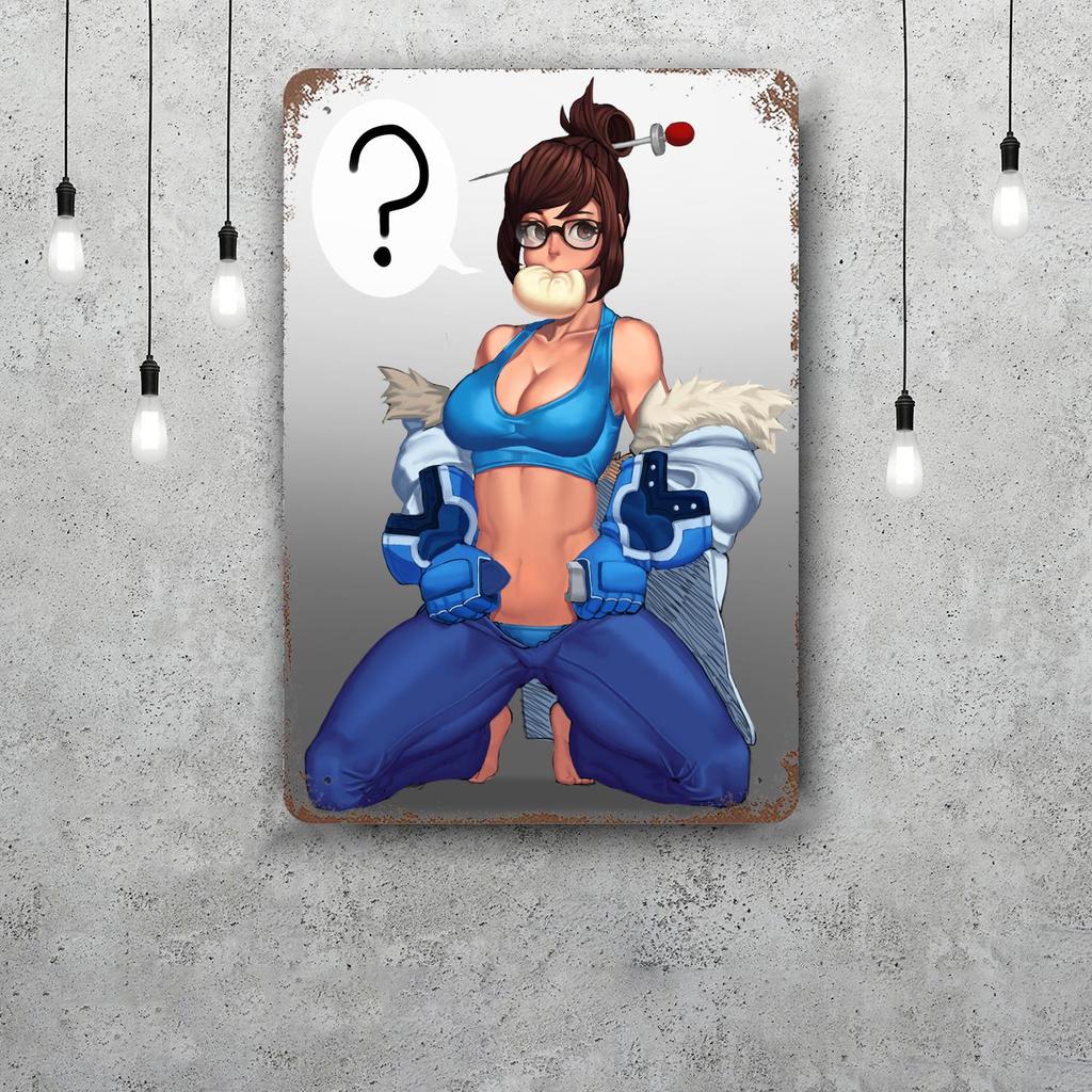Mei Overwatch Vintage Metal Tin Signs Posters Decor Retro Metal Plaque Wall Art Decor for Garage Bar
