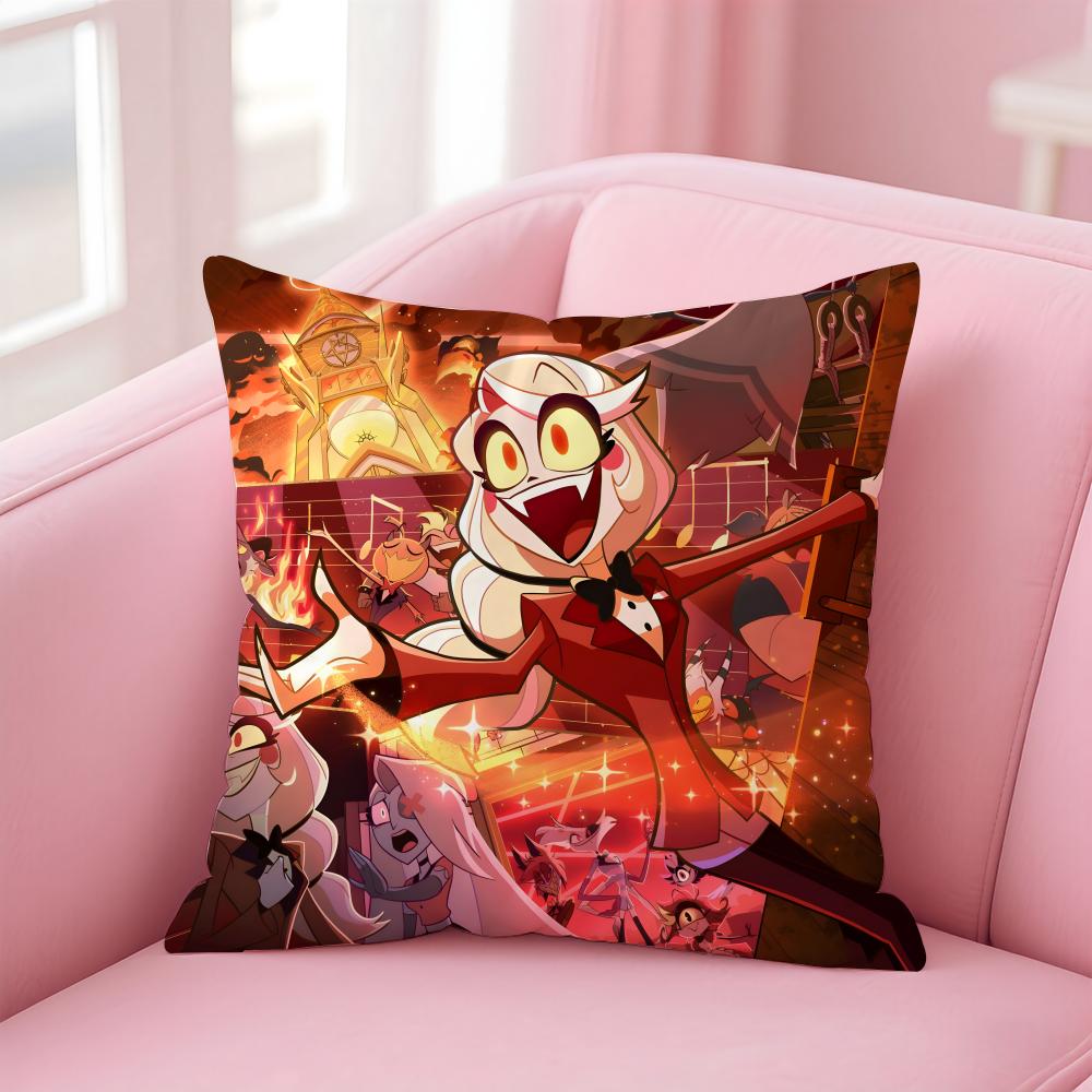 H-Hazbin H-Hotel Anime Cushion Cover Home & Car Multi-Scene Pillow Cover - Reversible, Soft & Durable for Daily Use