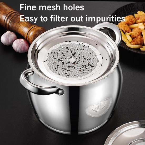 Stainless Steel Oil Pot with Double Handles And Strainer Large Capacity Oil Container with Lid Heat-Resistant Rust-Proof Multi-Purpose Kitchen Tool