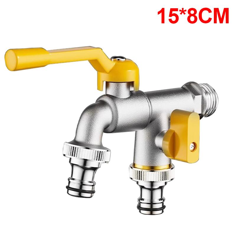 Garden Hose Brass Tap Faucet Adapter One Into Two Out 4 Points Irrigation Joint Outdoor Courtyard Double Water Flower Faucet