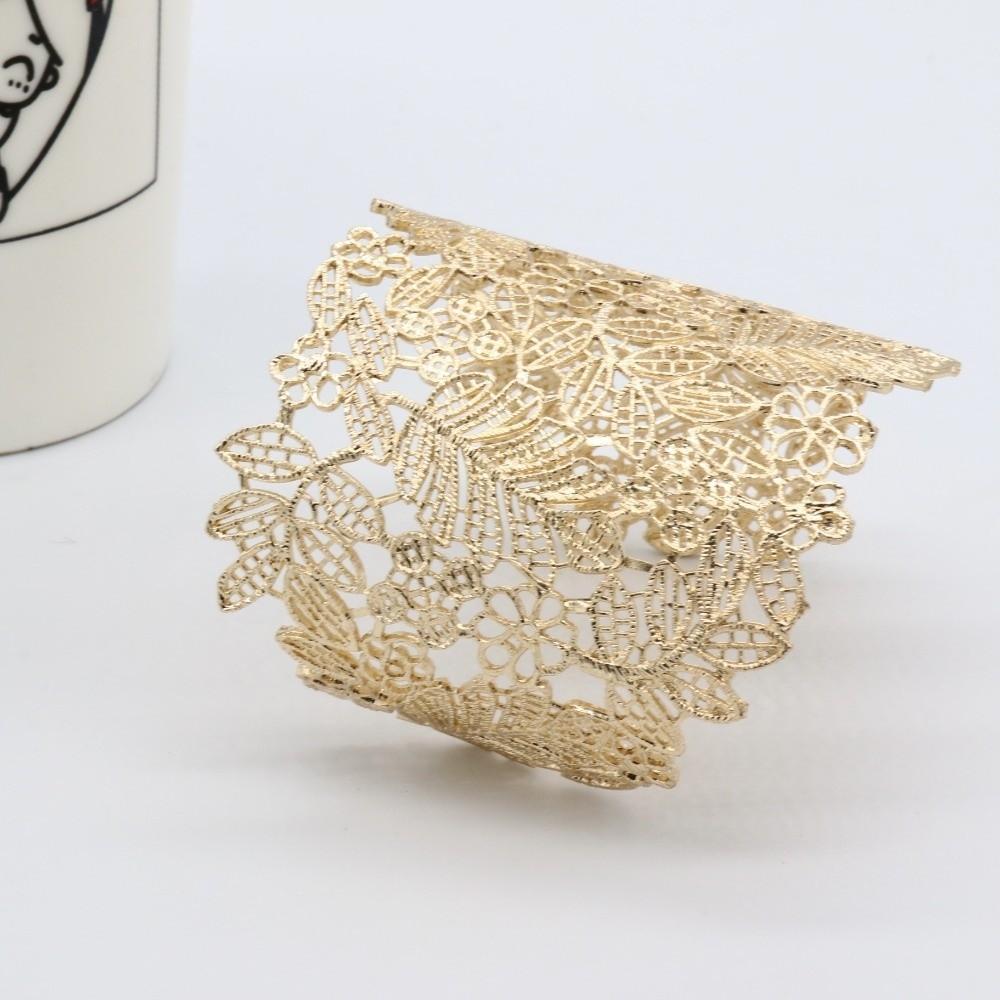 Elegant Hollow Out Bangle Alloy Wide Open Bangle Retro Exaggerated Bracelet for Women