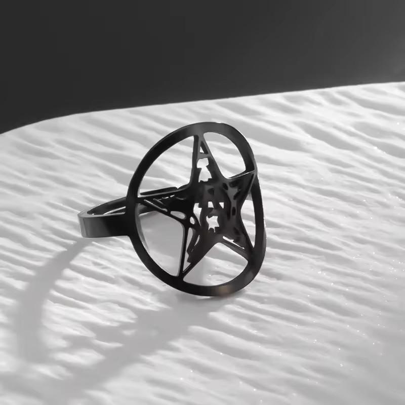 

Кольцо из нержавеющей стали с пентаграммой дьявольского козла, модные аксессуары в нейтральном стиле