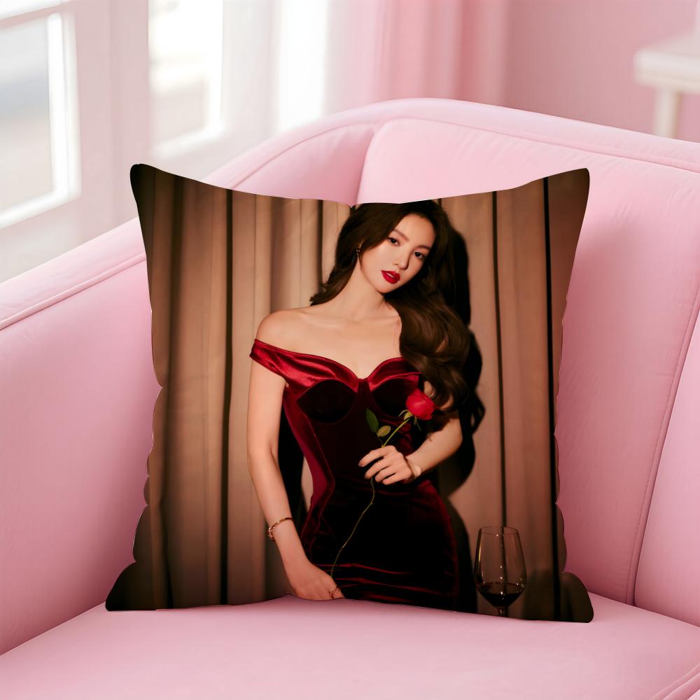 Popular Fashion Elegant Chinese Actress JJin Chen Cushion Cover Pillow Case Soft Friendly Fabric  Concealed Zipper