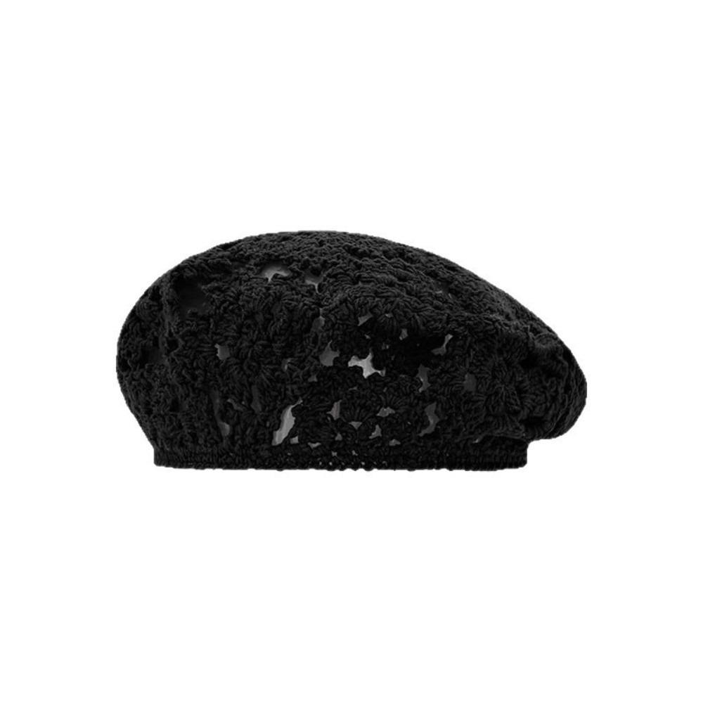 Japanese Style Flower Hat Breathable Crochet Knitted Cap Brimless Hollowed Out Beret  Holiday