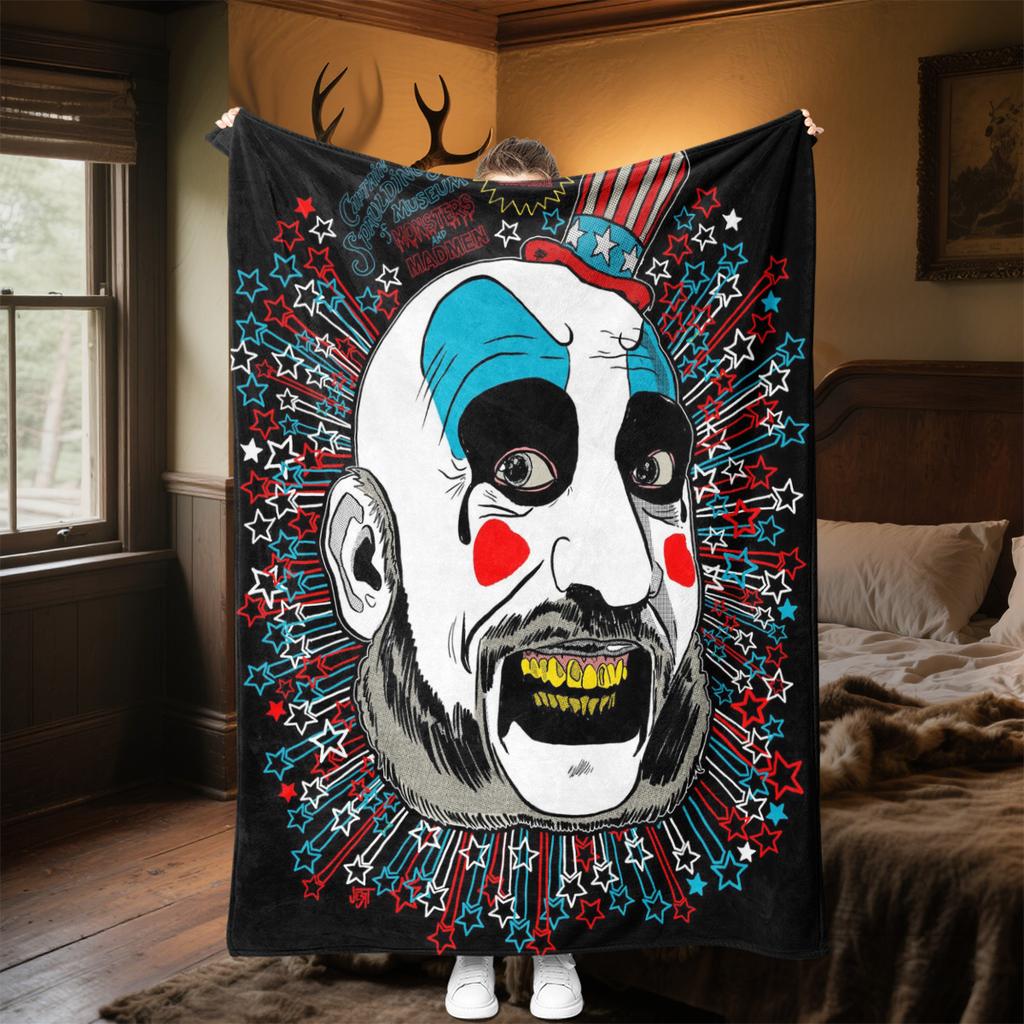 Captain Spauldings Museum Monsters Madmen Clown Blanket Perfect All Seasons Soft Comfortable Sofa Office Nap Travel Festive Gift