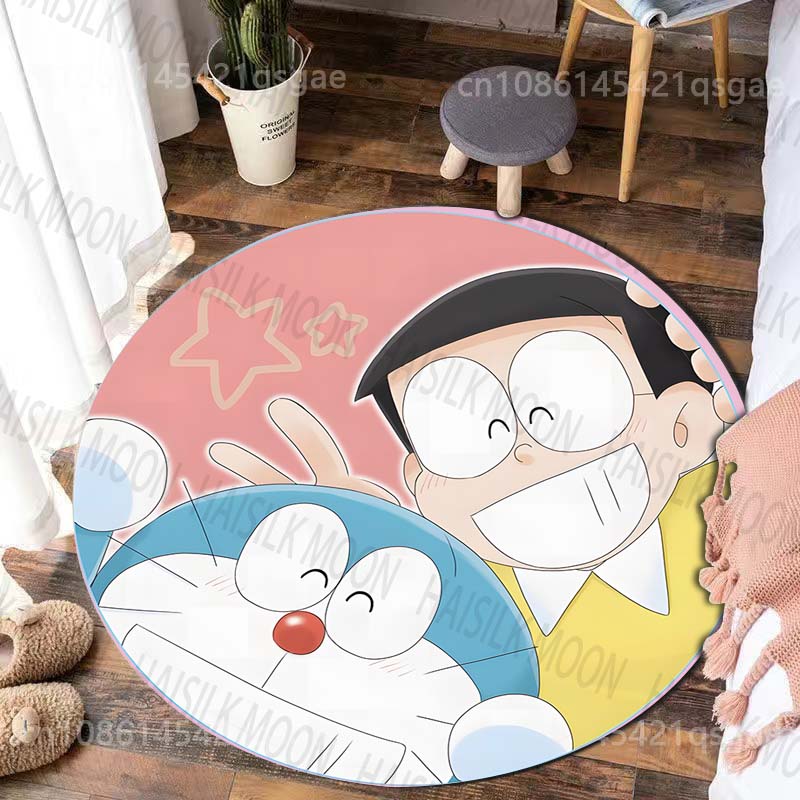 Best Seller! Classic Cartoon Doraemon Print Round Carpet Surprise Gift for Boys and Girls Bedroom Mat Living Room Sofa Study Rug