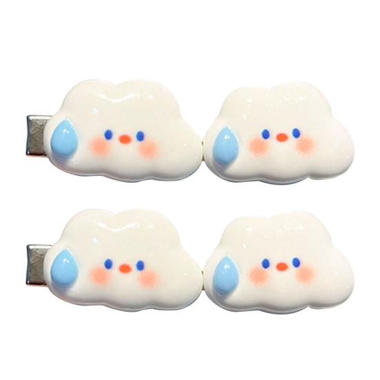 

2 шт. Заколка для волос Ручная роспись Облачные выражения лица со звездами-блестками Смоляные заколки для волос Аксессуар для волос для маленькой девочки Фото реквизит A