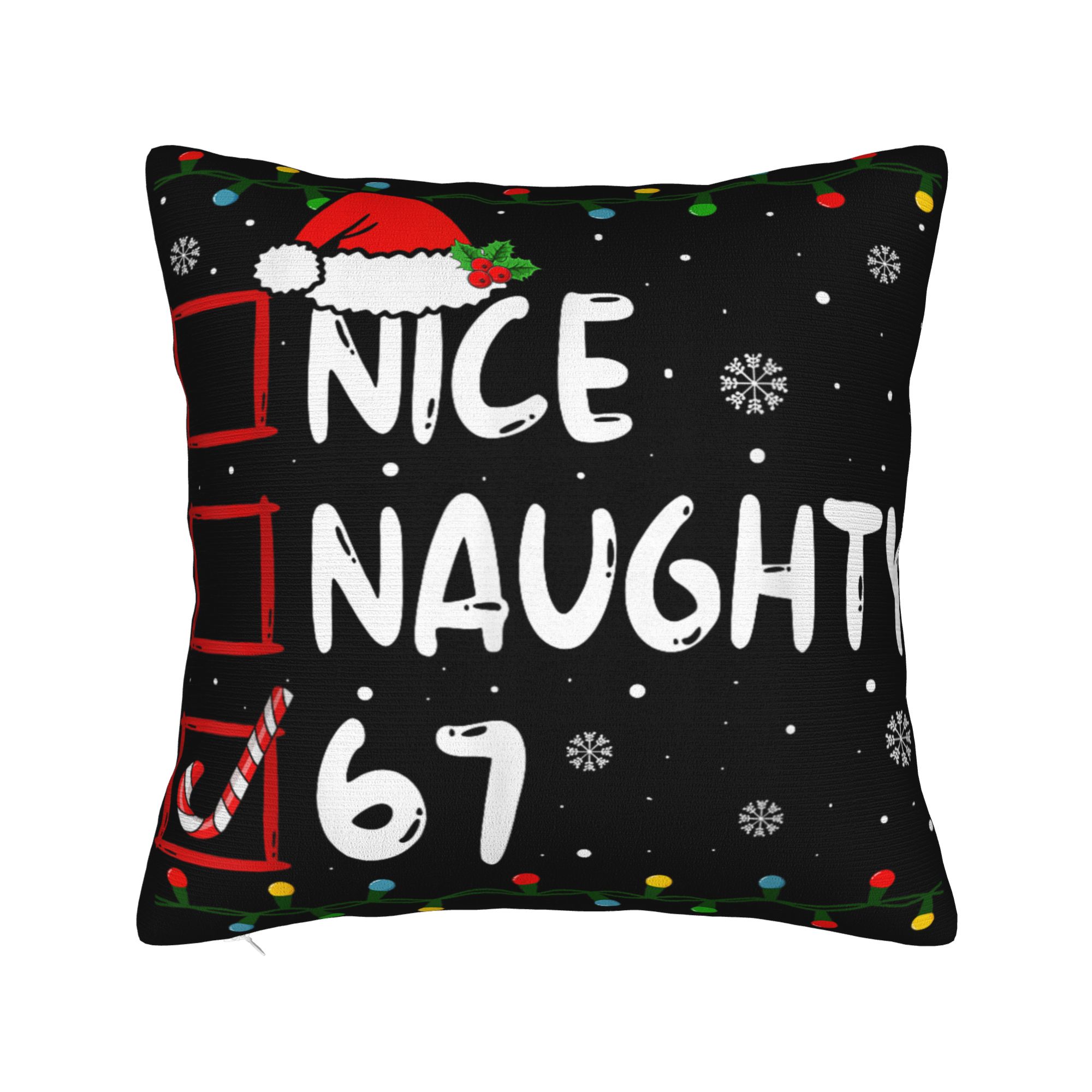 Funny Nice Naughty 6 7 Christmas 67 Meme Xma Pillow Cover Pillow Case Cushion Cover Fashion Pillowcases For Sofa Home Decorative 12x12Inch