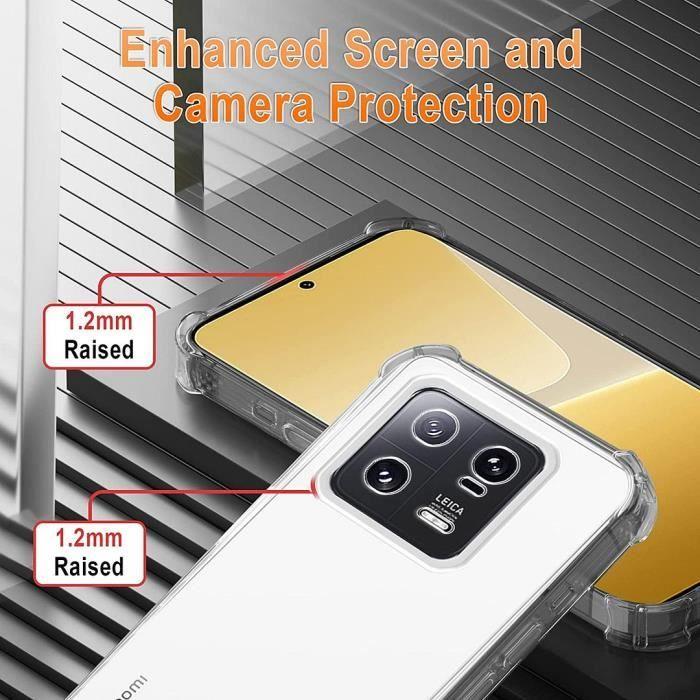 Coque pour Xiaomi 13 Coins Renforcés Souple Anti-Rayures TPU Transparent avec Collier Cordon Vert Nuit