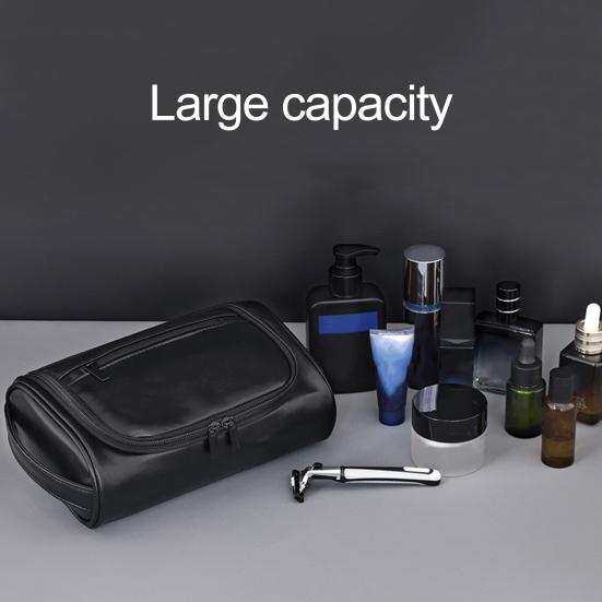 Wasserdichte Toilettentasche für Herren aus Kunstleder, Reise-Kulturbeutel mit mehreren Fächern, Organizer für Pflegeutensilien für Rasierzubehör