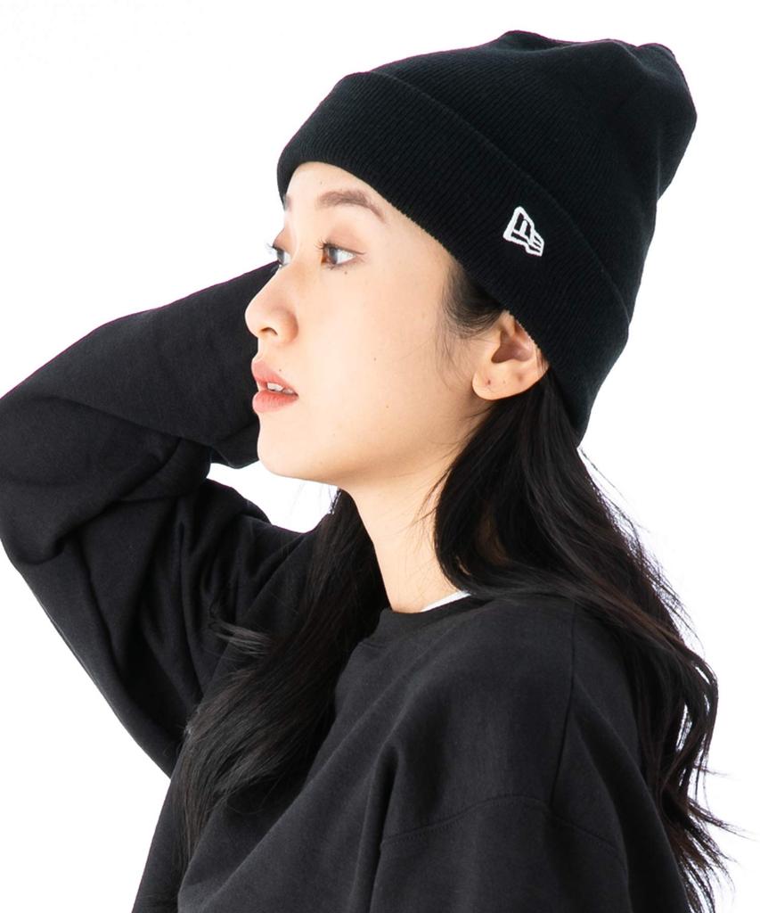 New Era Basic Cuff Knit Black White Flag