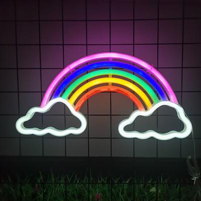 Sinal de néon do arco-íris luz led usb/bateria operado nuvem não gritante arco-íris led luz de néon decoração de arte de parede