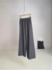 Versatile Grey Wool Blend Wide-Leg Pants with Elastic Waist