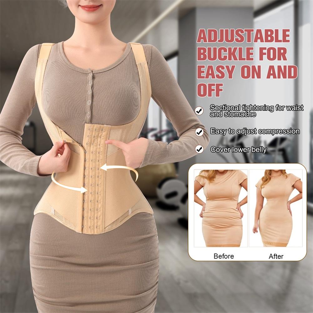 Everyday Colombian Waist Trainer Corset Double Compression Body Shaper Steel Bones for Tummy Control Slimming Flat Breathable